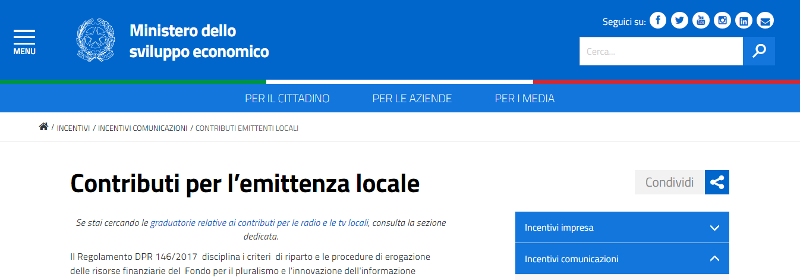 Contributi radio e tv locali – Extra gettito RAI anno 2020