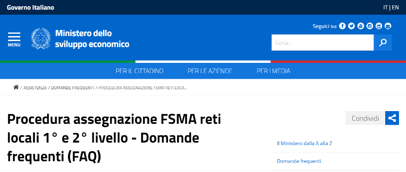 Pubblicate le prime FAQ relative ai Bandi FSMA per l’assegnazione della capacità trasmissiva delle reti locali di 1° e 2° livello